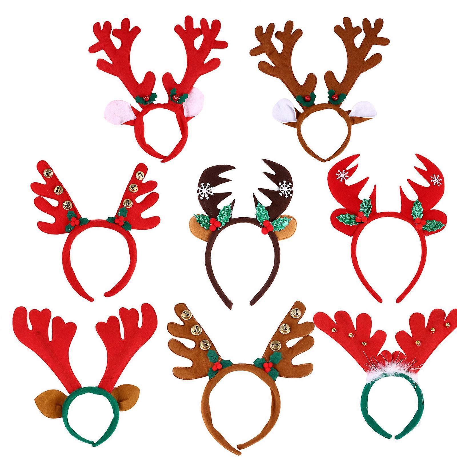 Antler Hair Hoop Party Favor Headband for Party Use 8Pcs Christmas Theme
