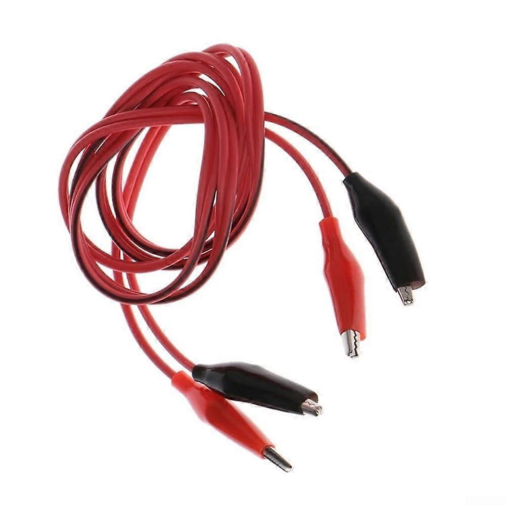 Silicone Alligator Clip Test Lead, DualClamp Power Cord, 10 Mm Jaw, Copper Crocodile Clips, PVC Grip, Red And Black