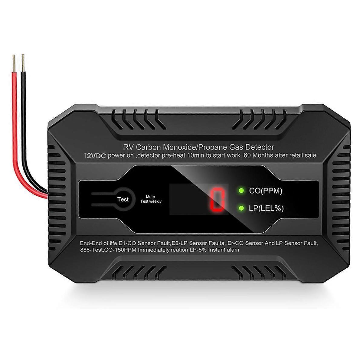 RV Carbon Monoxide and Propane Gas Detector, Dual LP/CO Gas Alarm with Separate LCD Indicator Lights, 85dB Loud Alarm