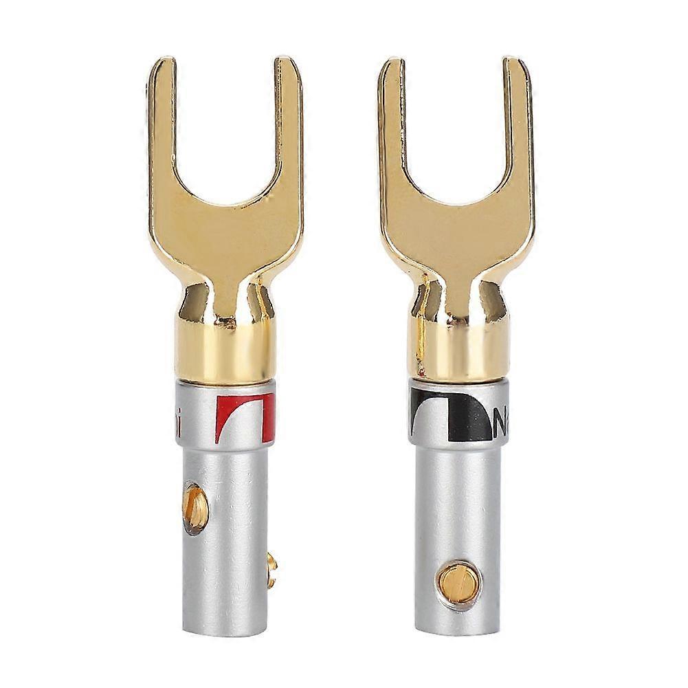 2pcs U Spade Speaker Plug Audio Screw Fork Connector Jack Adapter Gold plated Pure Copper
