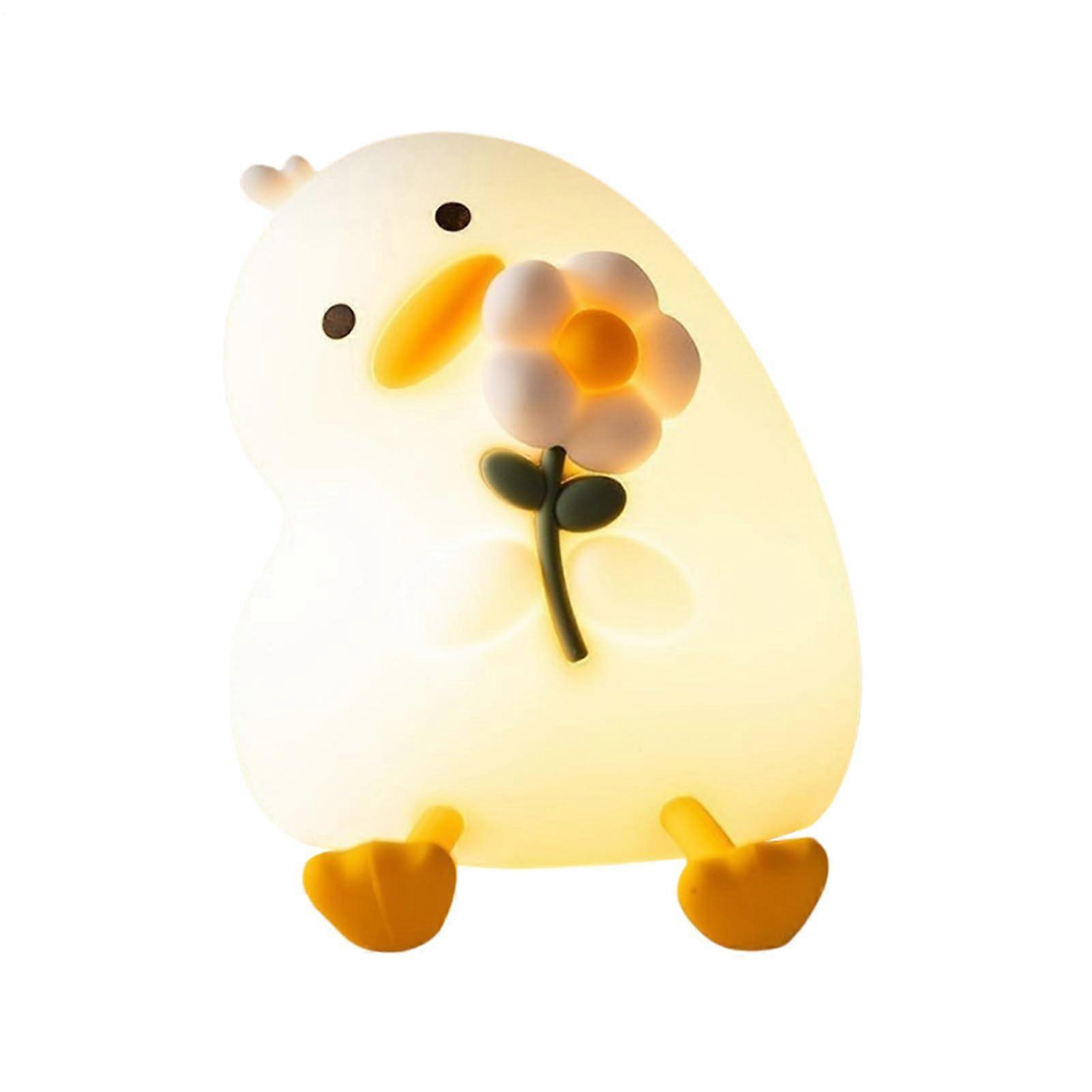 Duck Lamp Kids Animal Night Light Soft Dimmable Portable Rechargeable Touch Control 3 Modes 3.94x3.54x3.54 In White