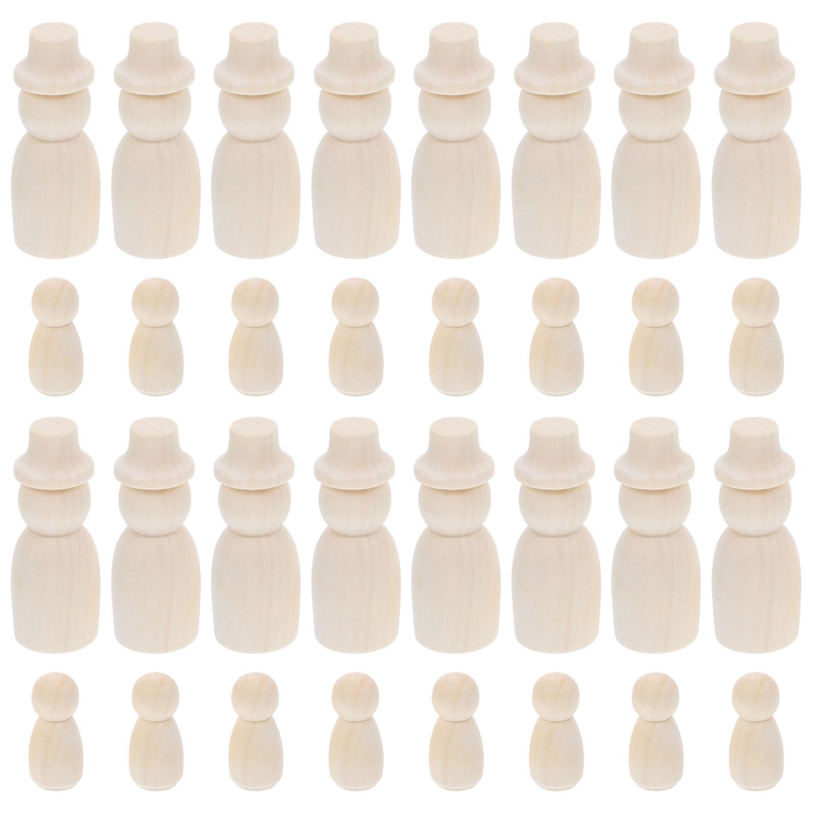 Kids DIY Dolls Pegs Wooden Figures for Crafting 30Pcs Set