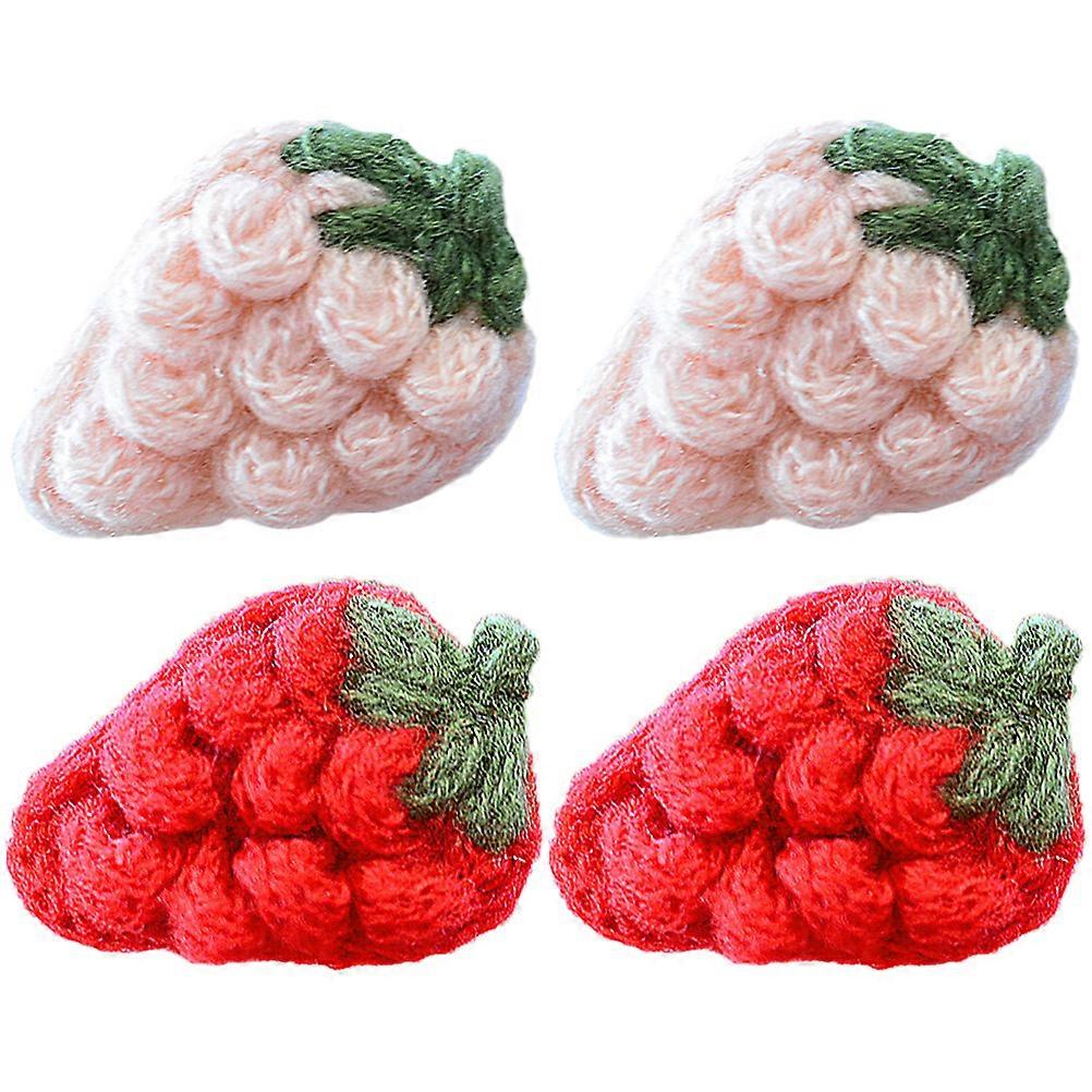 Strawberry Decoration Fabric Appliques for Craft 4Pcs Assorted