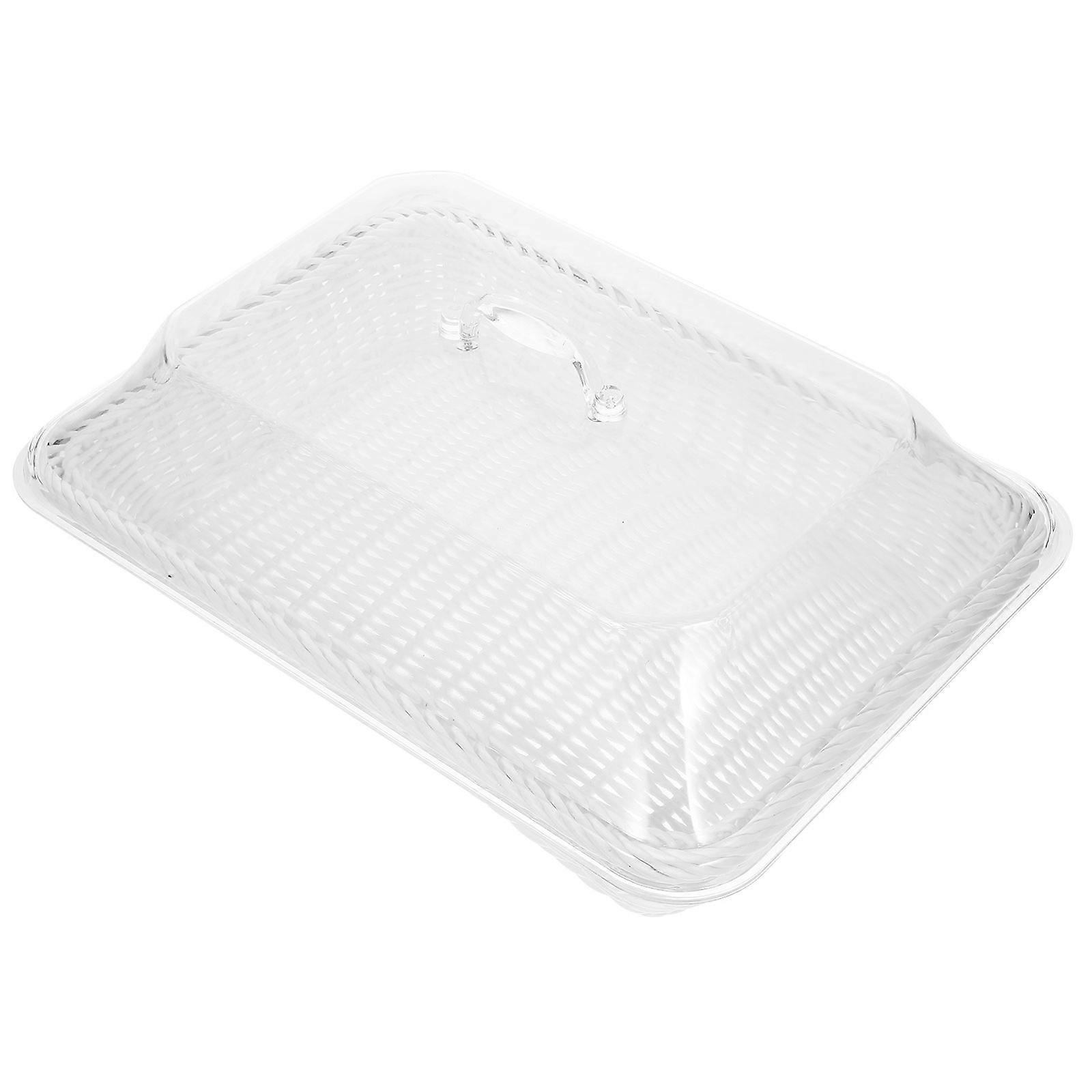 Kitchen Storage Bread Basket with Lid 2Pcs Transparent Food Serving Basket
