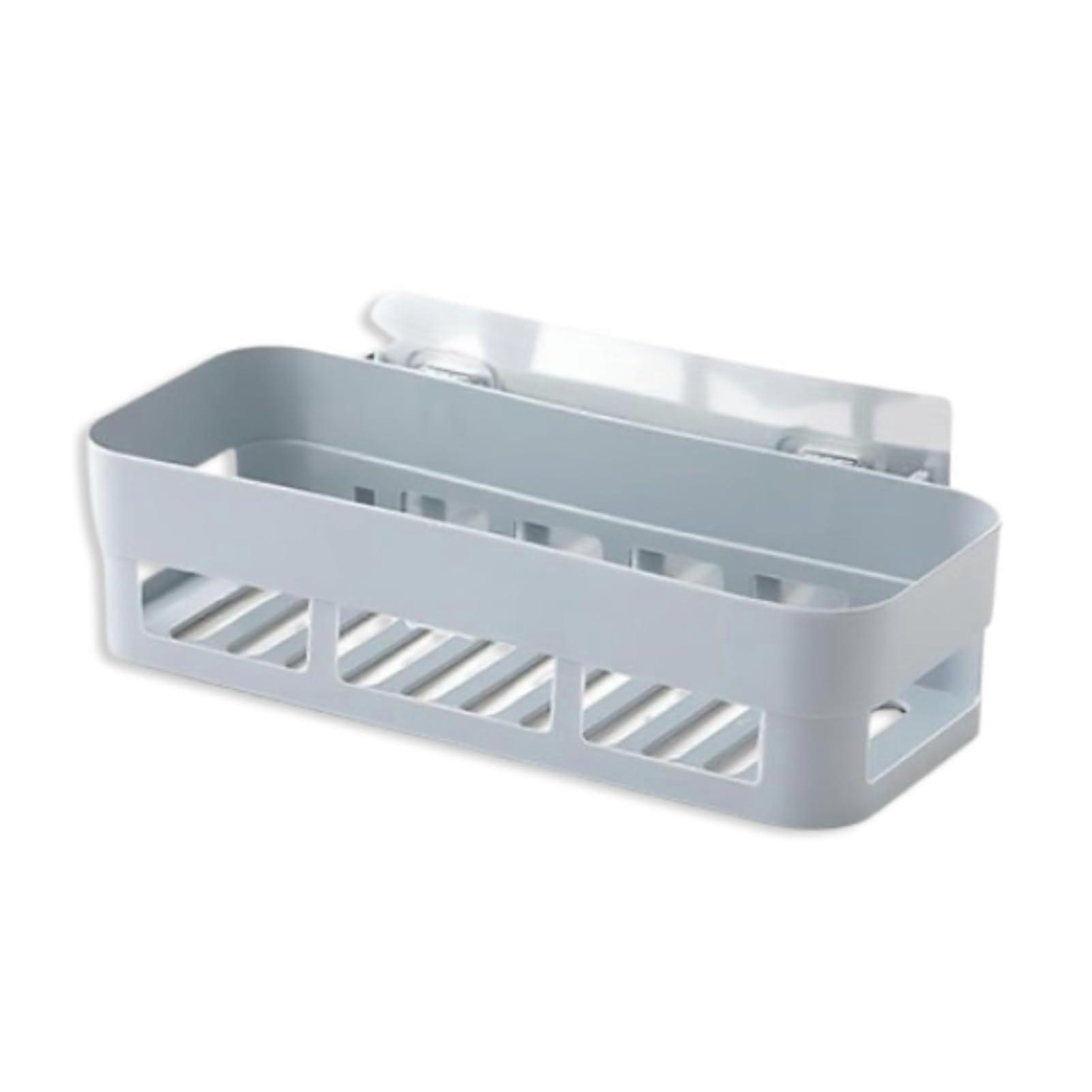 Shower Organizer Baskets, Gray Wall Mounted Plastic Caddy, Adhesive Storage Shelf for Bathroom Essentials