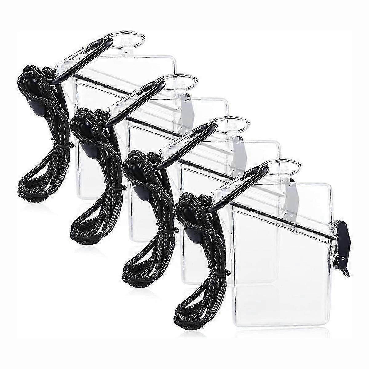 4 Pack Waterproof Id Card Badge Holder Case with Lanyard, Clear Waterproof Card Holder with Lanyard