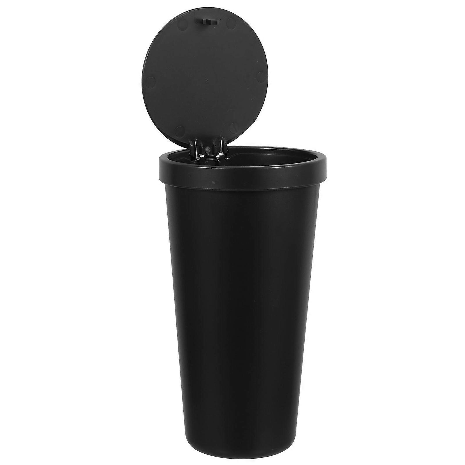Car Trash Can Center Console with Lid 2Pcs Black Mini Garbage Container