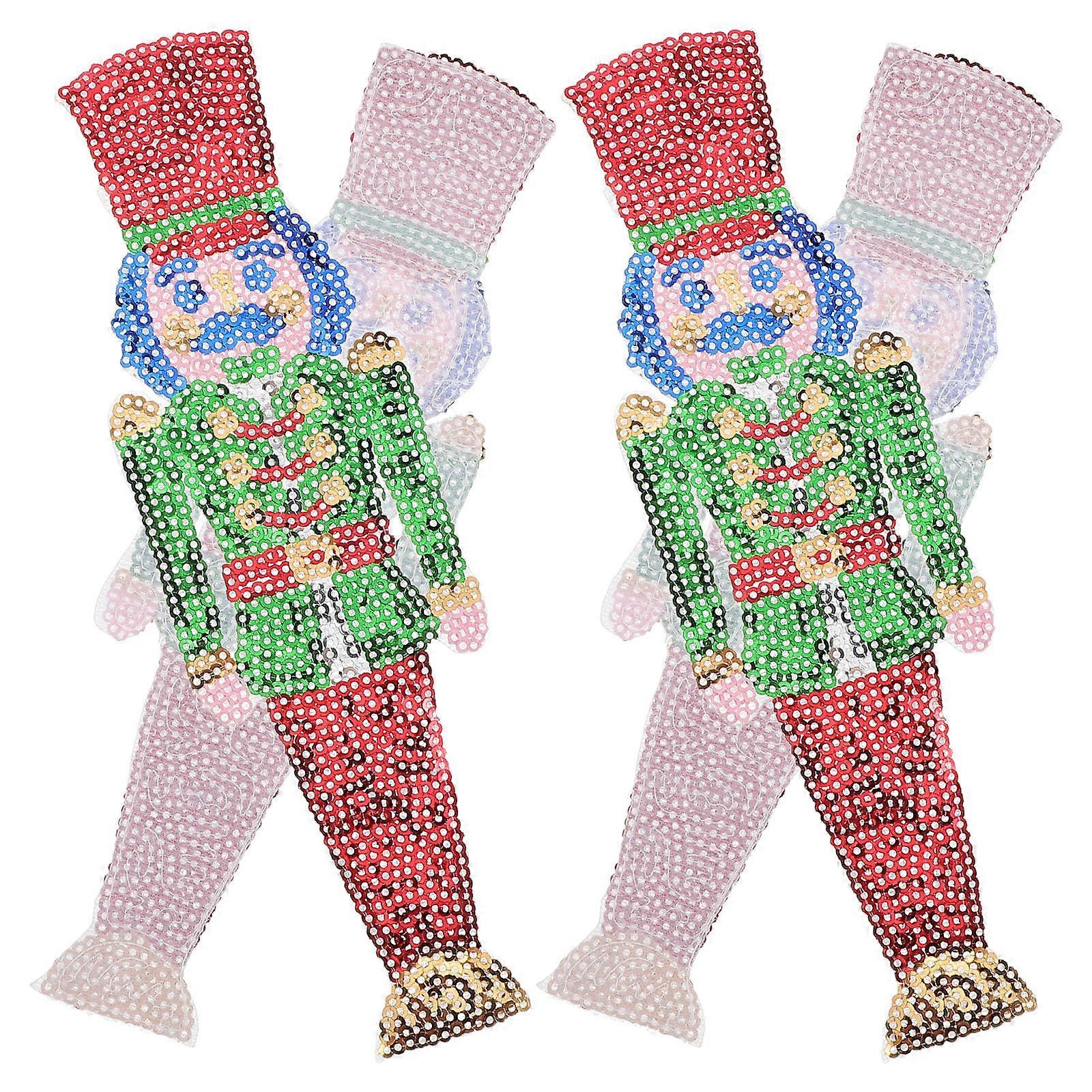 Iron on Applique Patches Nutcracker Shape Patches for Clothing and Decor Multi Color Durable Fade Resistant 4Pcs