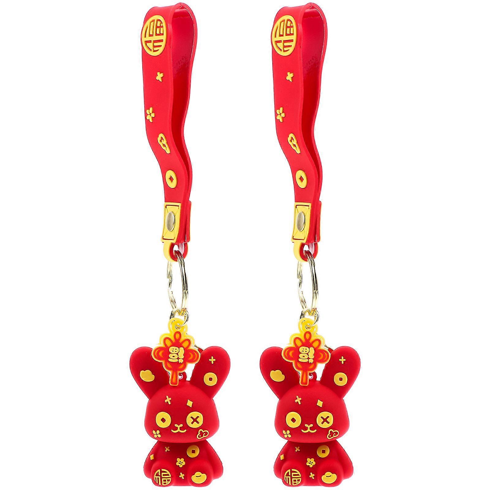 Adorable Bunny Keychain For Key Decoration In Red Color 10Pcs Unique Gifts For Lovers