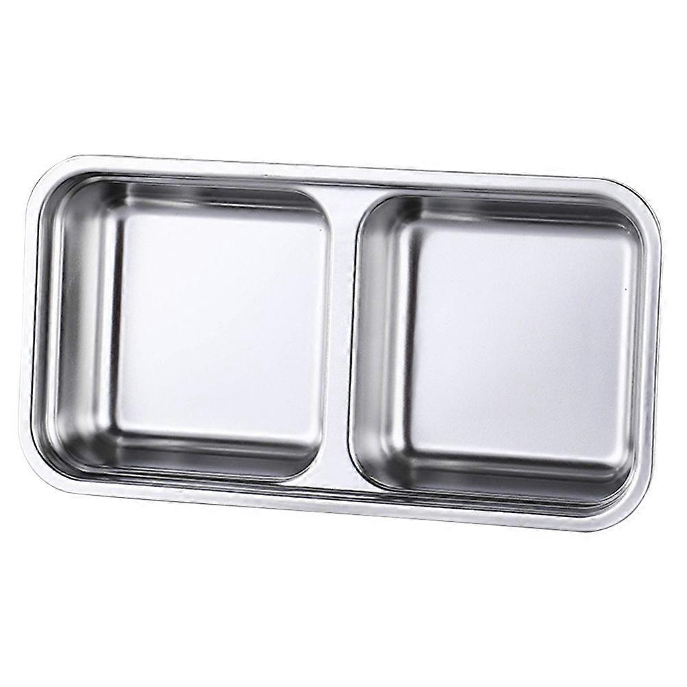 Appetizer Plate Stainless Steel Double Compartments for 3Pcs Kitchen Use