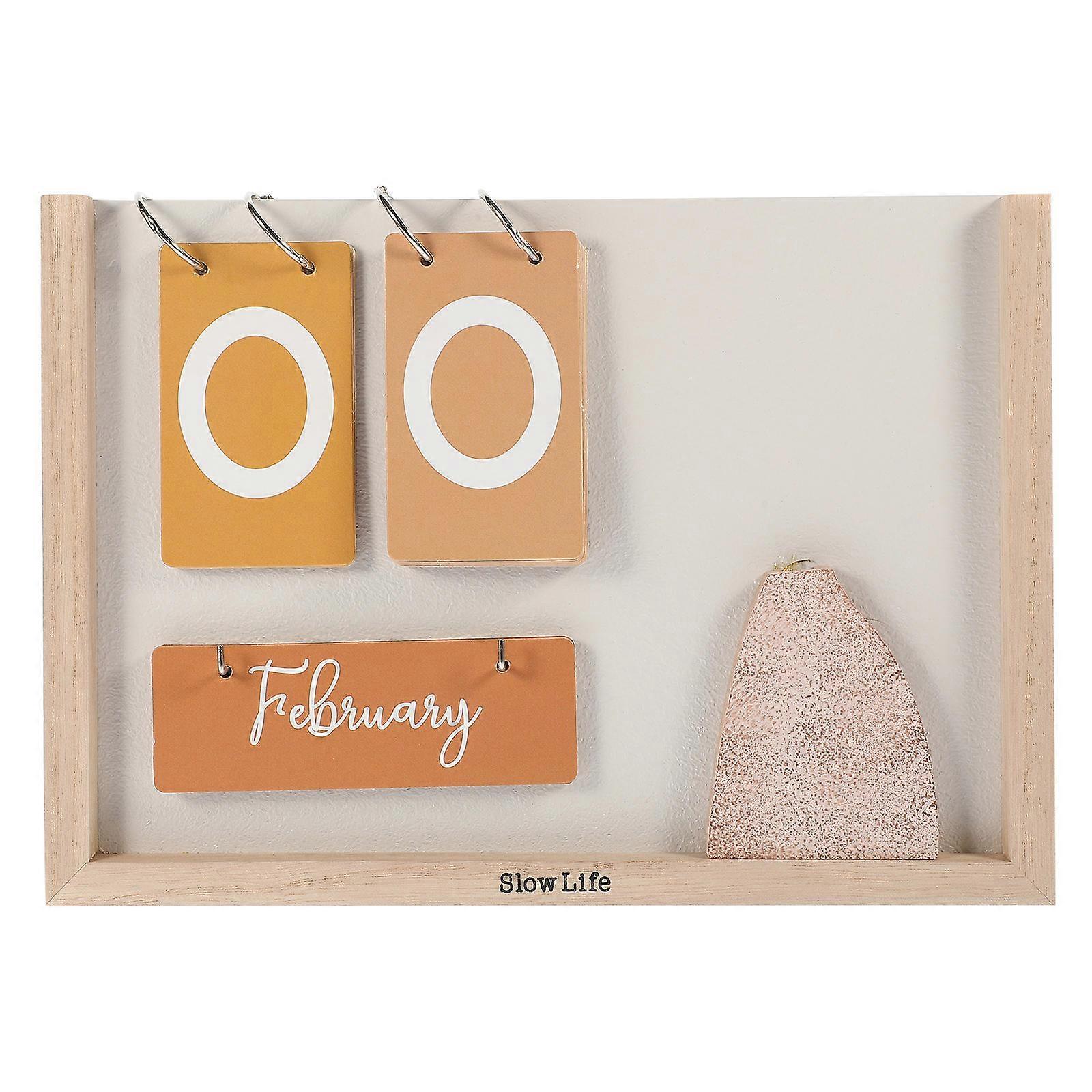 Wooden Desk Calendar for Timing 4Pcs Decorative Manual Turning Table Calendar