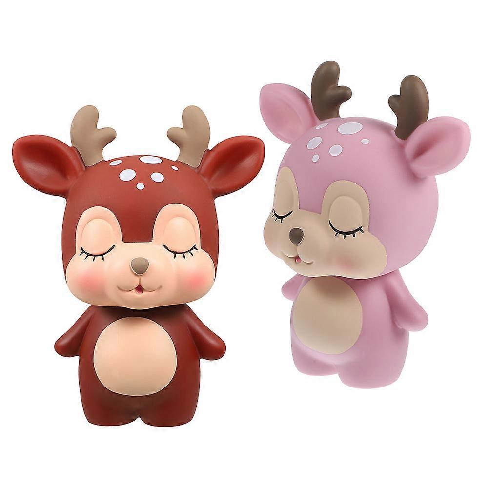 Unbreakable Coin Bank Deer Shape Money Pot for Kids and Adults Assorted Color Soft Vinyl Saving Money 2Pcs