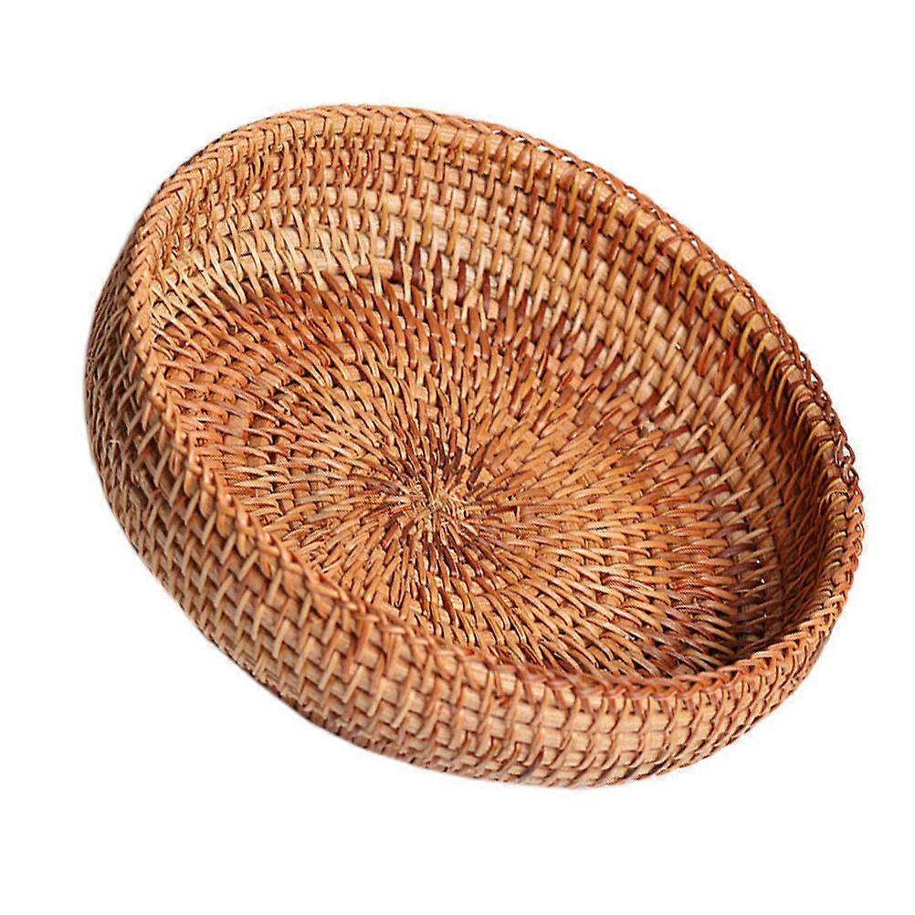 Storage Bread Basket Round Handmade Rattan Weaving Basket 2Pcs