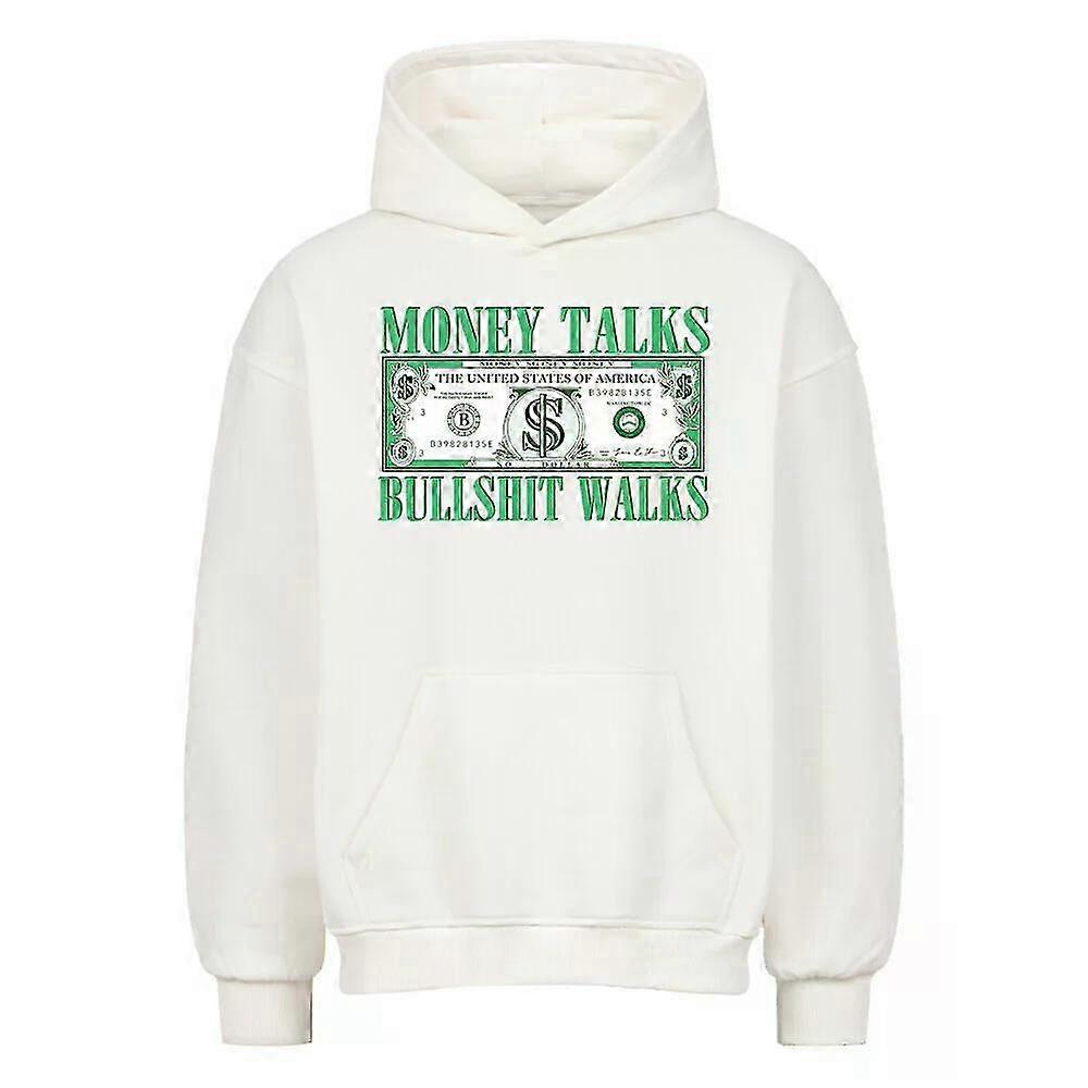 Money Talks ... White Hoodie Pullover Rockinstone
