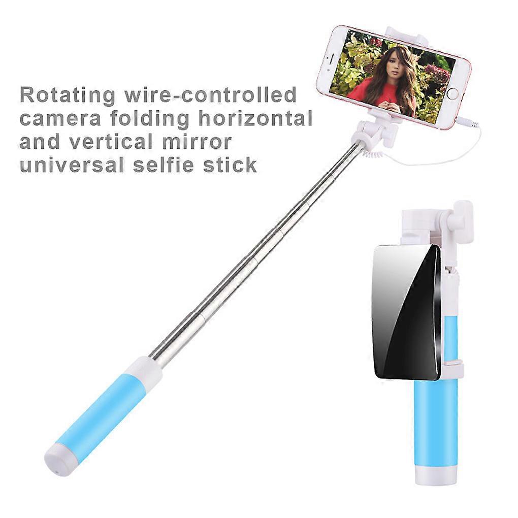 Audio Cable Mini Selfie Stick Rotatable Foldable Portable Extendable Wired Universal Self Stick