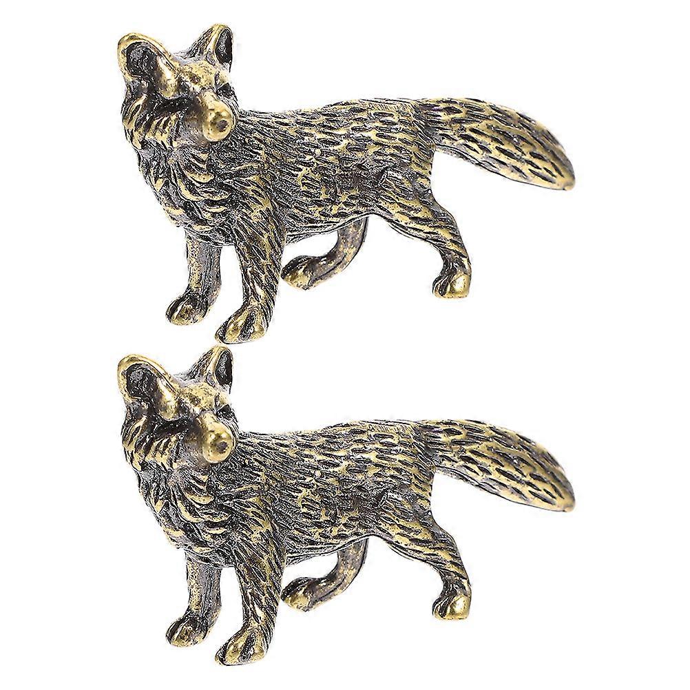 Charming Brass Fox Sculptures Perfect For Gift Giving Adding Vintage Design To Indoor Spaces 4Pcs