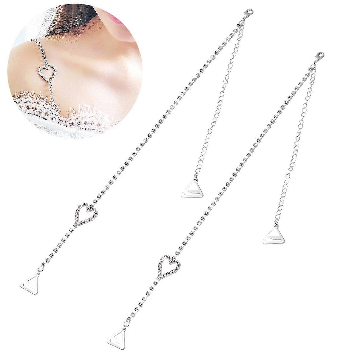 Bestoyard Bra Straps Decorative for Adjustable Replacement 2Pcs Silver
