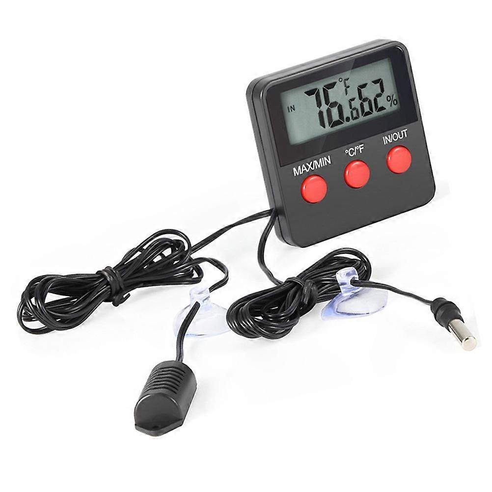 Digital Humidity Meter Temperature and Humidity Meter for Reptile Pets Black