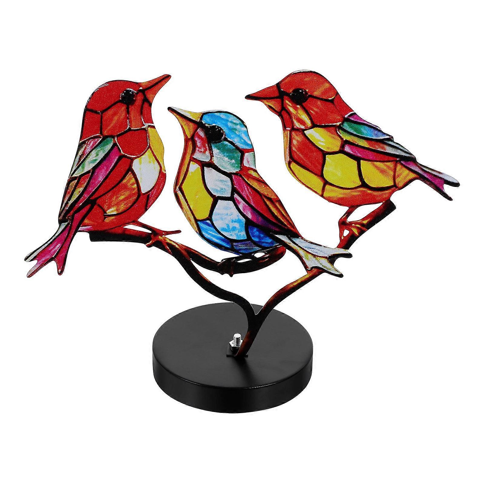 Metal Birds On The Branch Ornament 4 Set Ideal For Home And Desk Decor With Simple Style And Space-saving Features