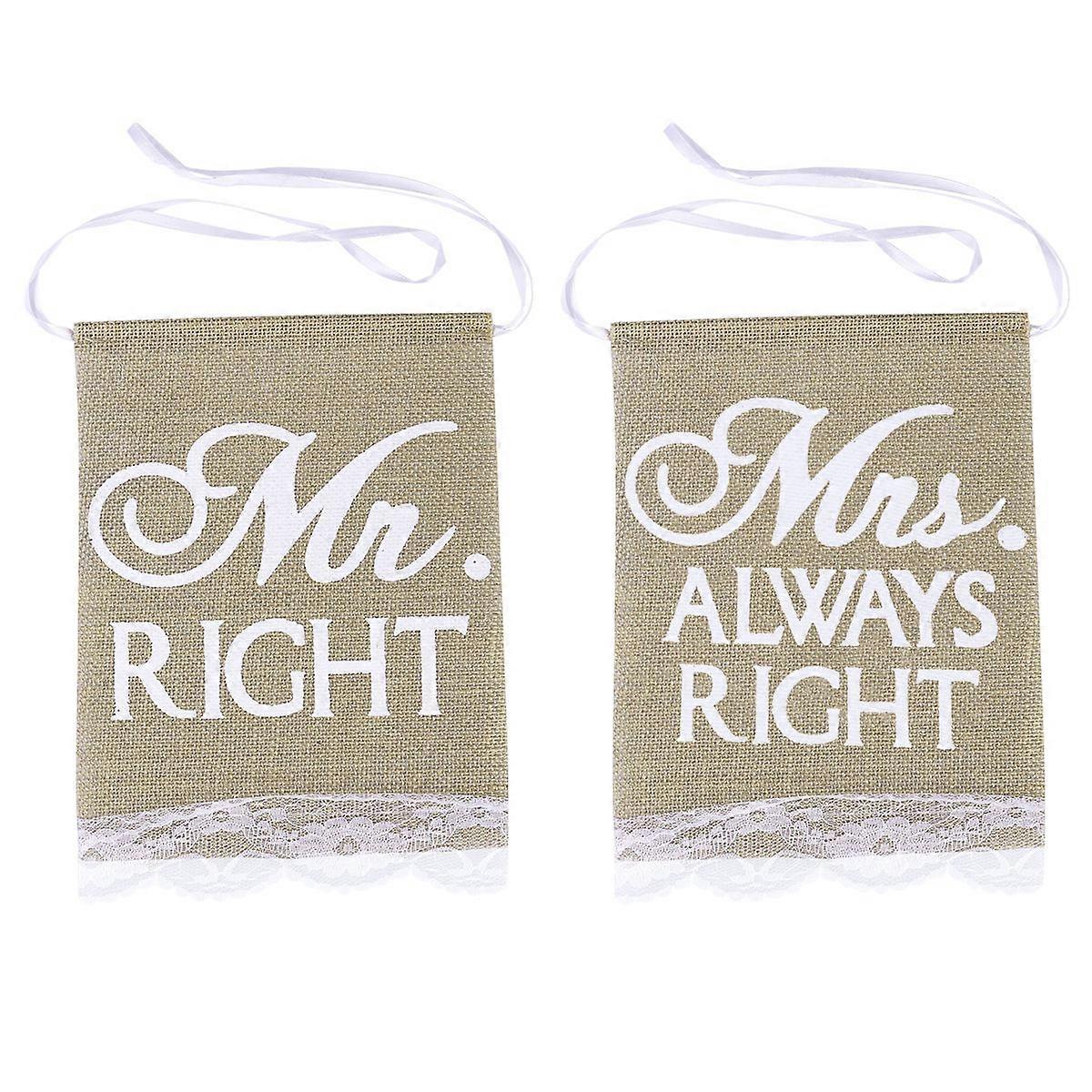 Rustic Wedding Signs Mrs Always Right Chair Banners 4Pcs