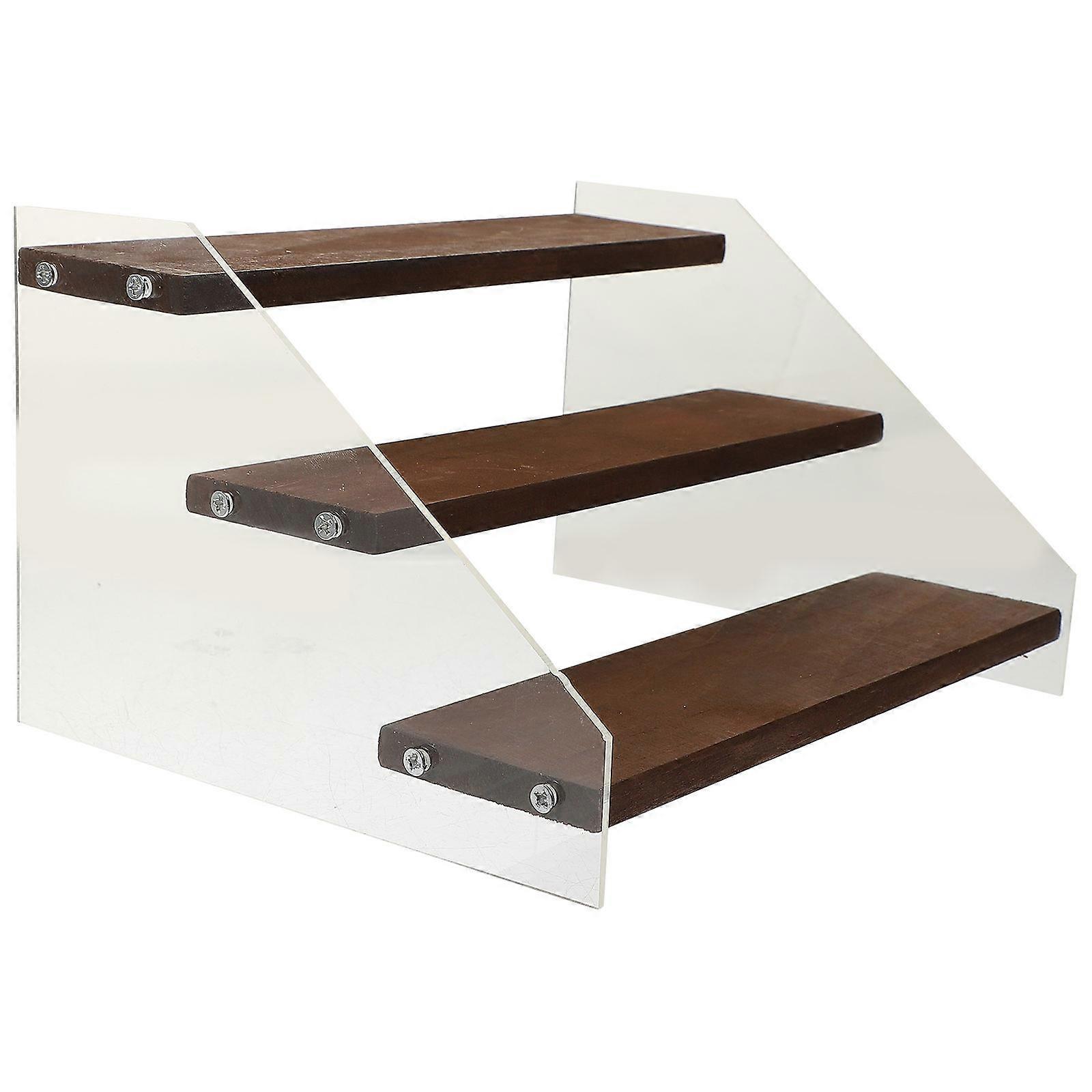 Acrylic Wood Display Stand for Home 3 Tier Shelf Riser Organizer