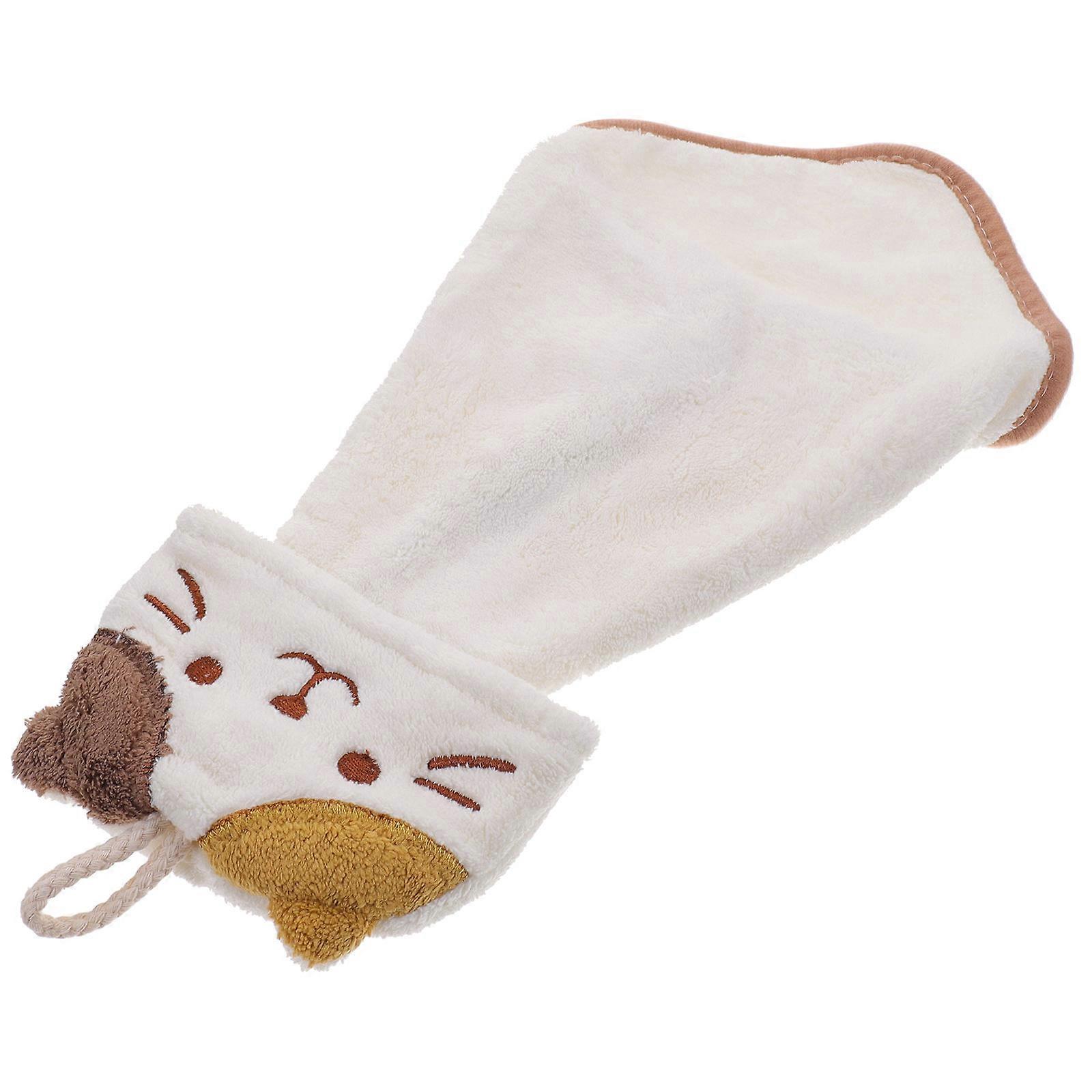 Coral Fleece Hand Towel 4Pcs With Hanging Loop For Kitchen And Bathroom Beige Convenient Drying