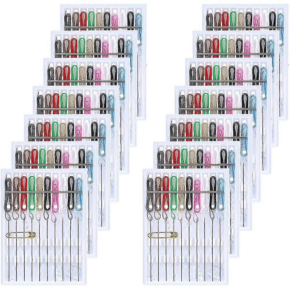 14 Boxes Mini Quick Fix Sewing Kit Easy Pre Threaded Needle Kit Basic Personal Sewing Kit Plastic T