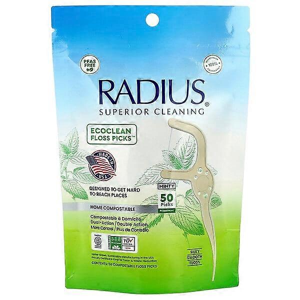 RADIUS, EcoClean Floss Picks™, Minty Peppermint, 50 Compostable Floss Picks