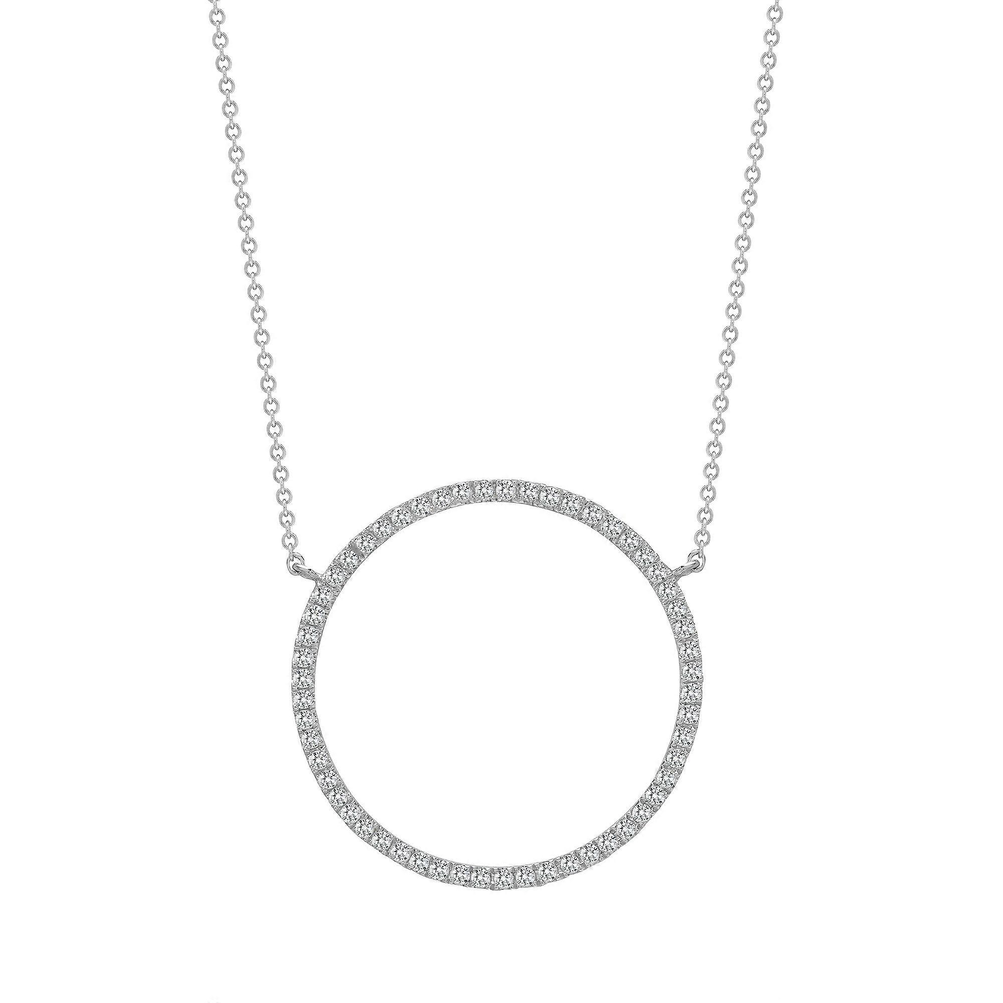 Jewelco Λονδίνο Στερεά 18ct λευκό χρυσό πώμα που γύρο G SI1 0.43ct διαμάντι halo hoop κολιέ αιωνιότητα