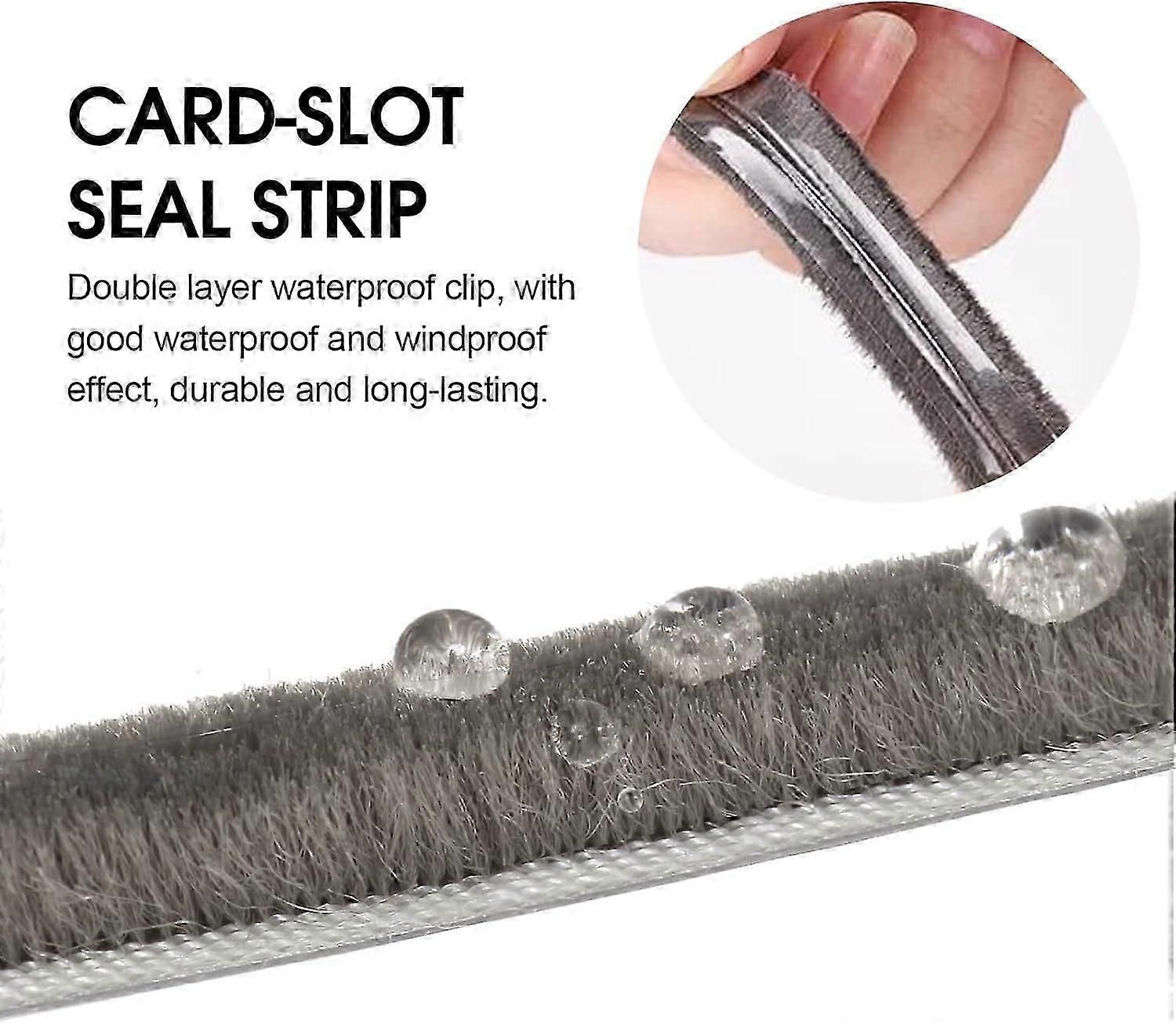 16-Foot Gray Draft-Blocking Brush Strips for Sliding Windows, Weatherproof, Insulation, Easy Install