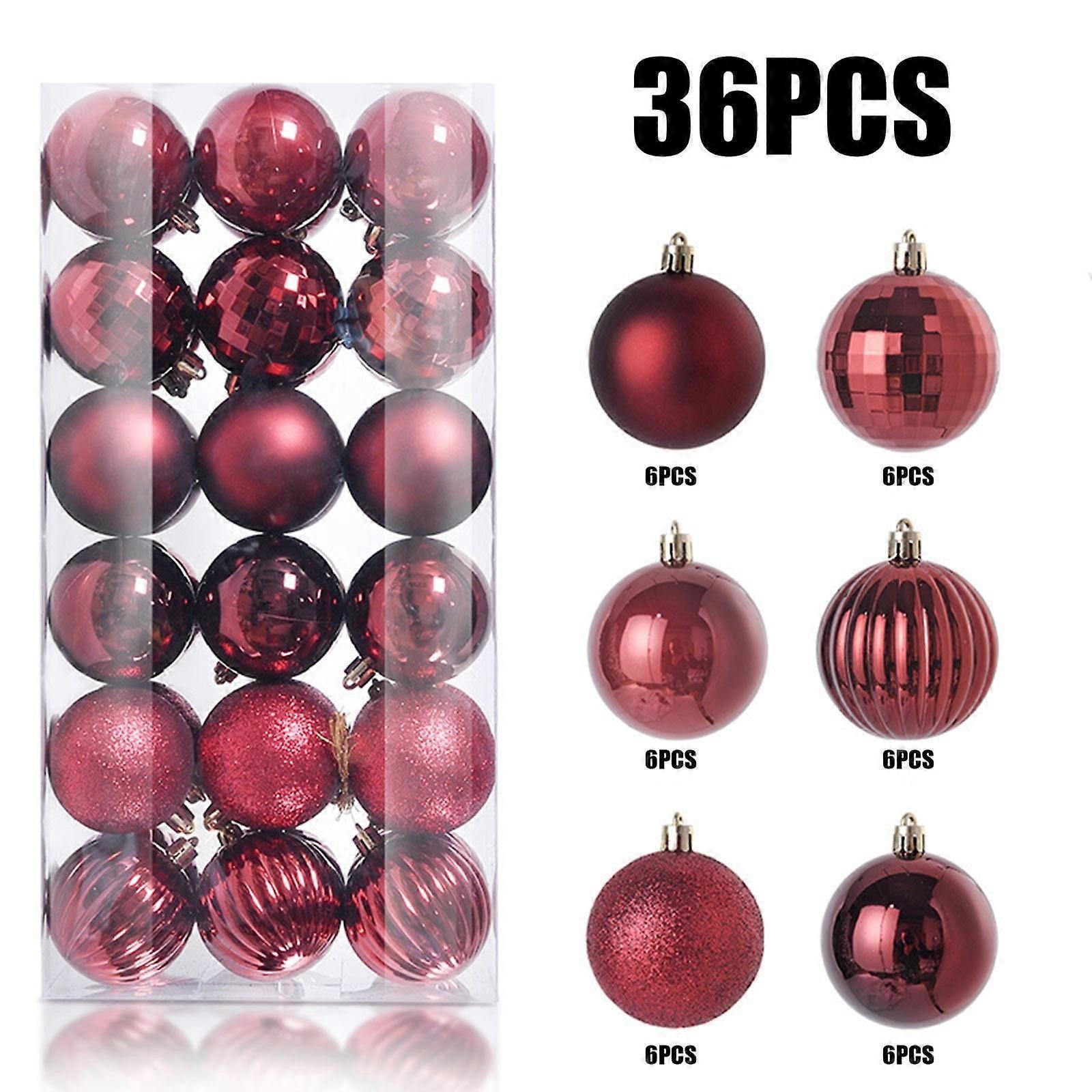 36PCS Christmas Ornaments Set with Candy Canes, Elf Balls & Yard Signs, Shatterproof Xmas Tree Hangers, Compatible with All Trees