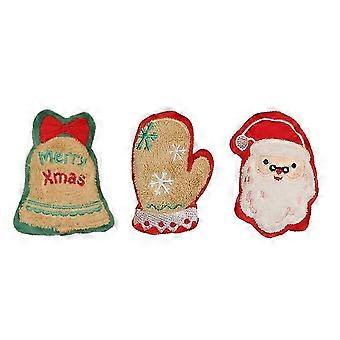 3Pcs Christmas Catnip Toys, Crinkle Sound Cat Toys for Indoor Kittens Kitty, Fun Cat Gift Interactive Cat Nip Kicker Teeth Cleaning Pet Toy for All Br