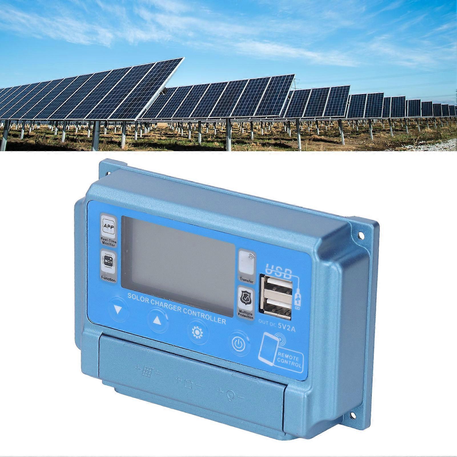 MPPT Solar Charge Controller 12V 24V 36V 48V 60V Self Adaption Dual USB Photovoltaic Panel Regulator with Bluetooth 30A 