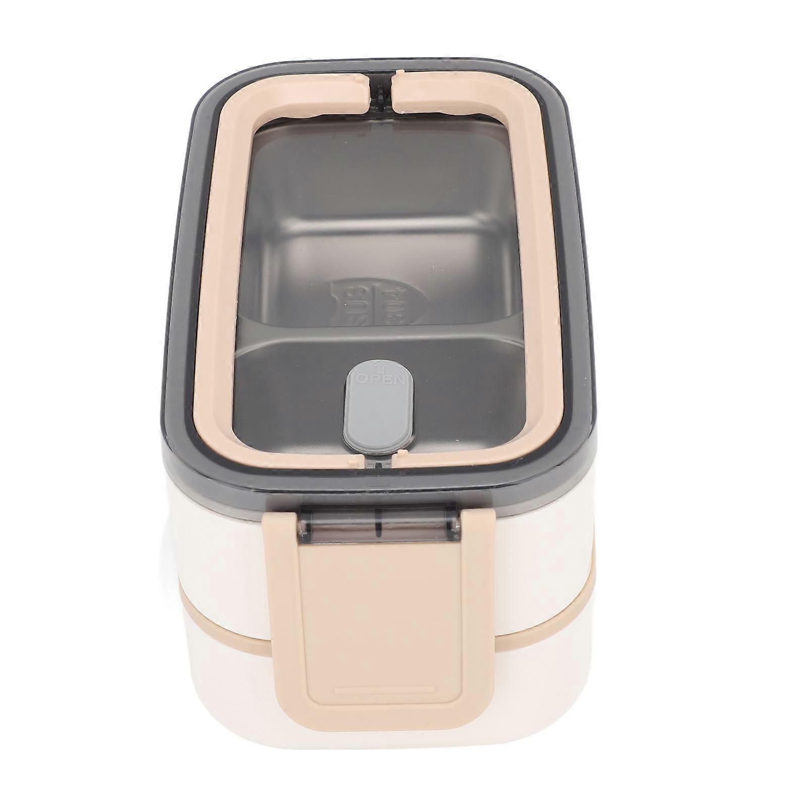 Bento Boxes 2 Layer 1400ml Lunch Box Stainless Steel Insulation Leakage Proof Sealing Compartments Lunch Container for Office Khaki 