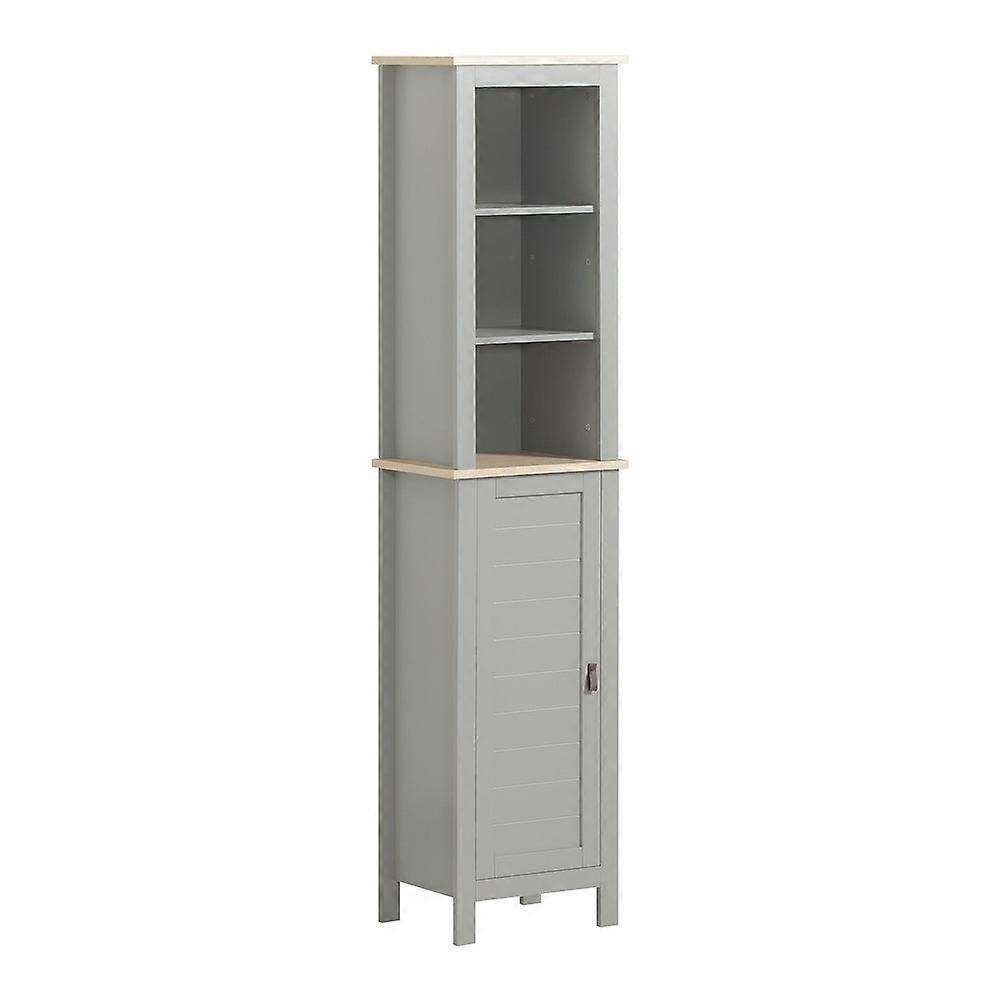 SoBuy BZR68-HG, Armoire de salle de bain haute avec 3 compartiments de rangement pour vêtements et serviettes Gris 39x30x169cm