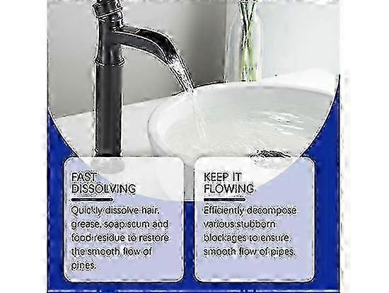 Pipeline Dredging Agent, Powerful Pipe Dredging Agent Drain Clog Remover for Kitchen, Toilet & Sinks Fast-Foaming Unblocker to Clear Grease, Food