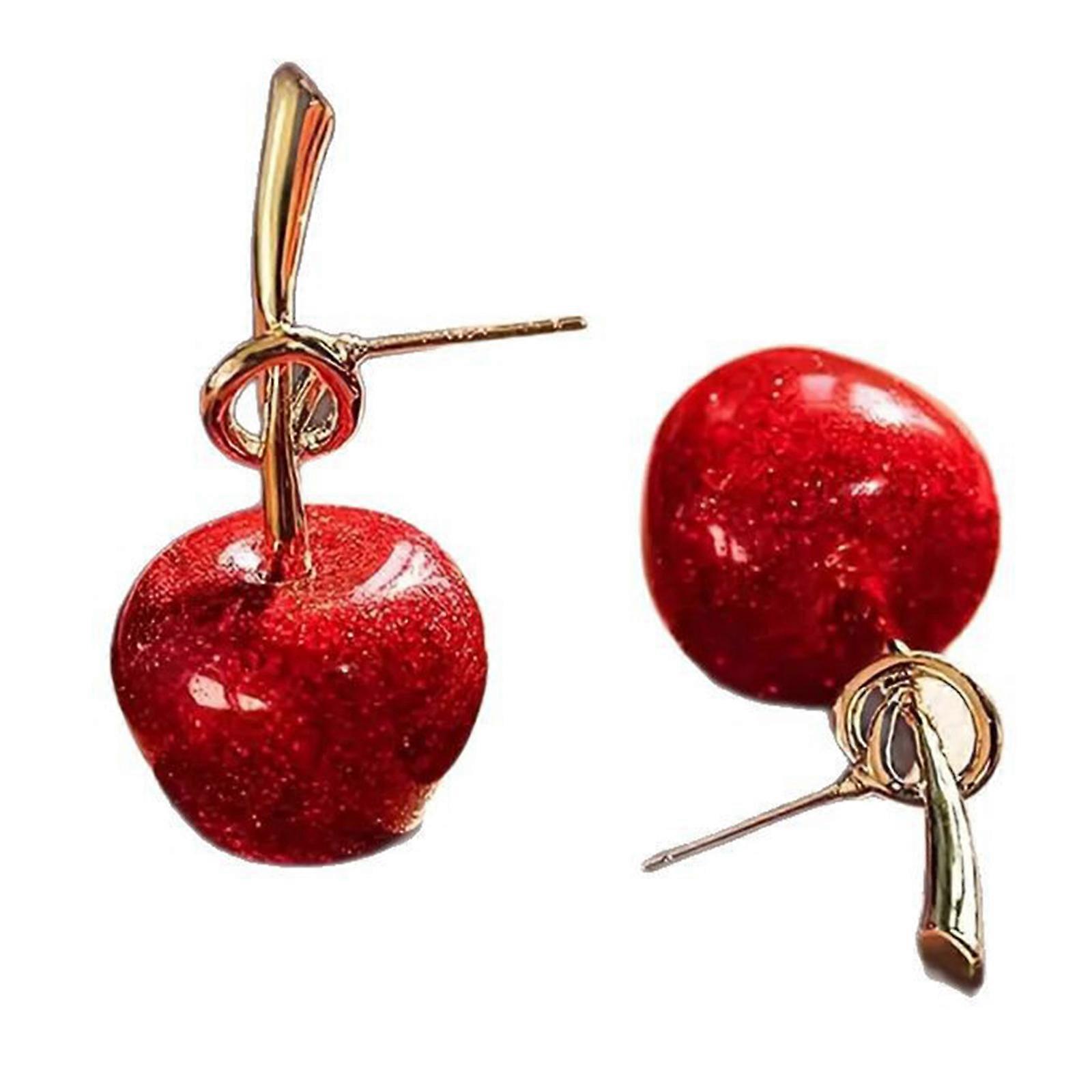 Lovely Apples Apples Studs Earrings Glossy Resin Alloy Craftsmanship Portable for Sensitive Skin and Long Time Wear Multicolor