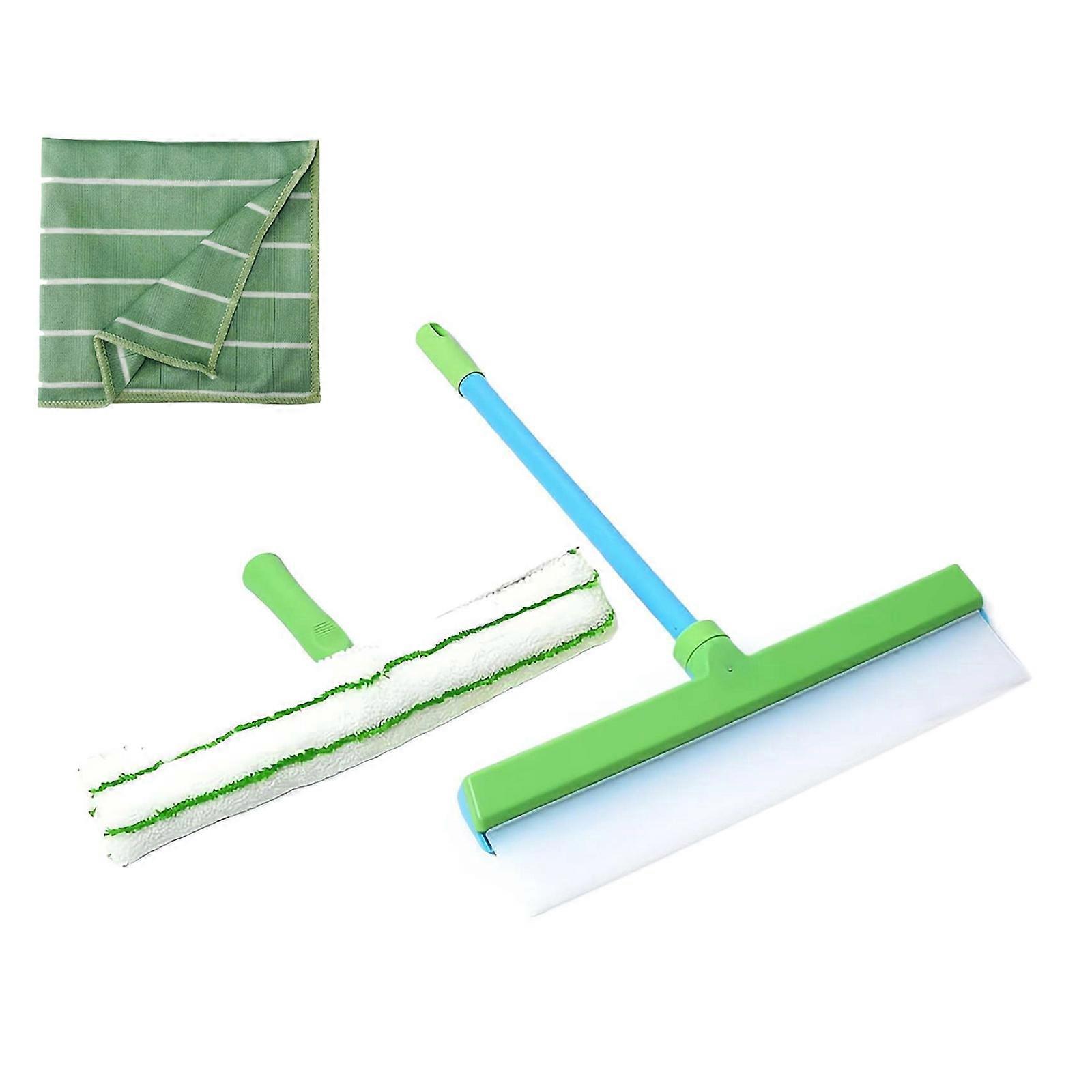 Efficient Glass Cleaning Tool Smoothly Silicone Blade Window Squeegee Tool Kits for Streak Freely Shinings Easy to Use  Green