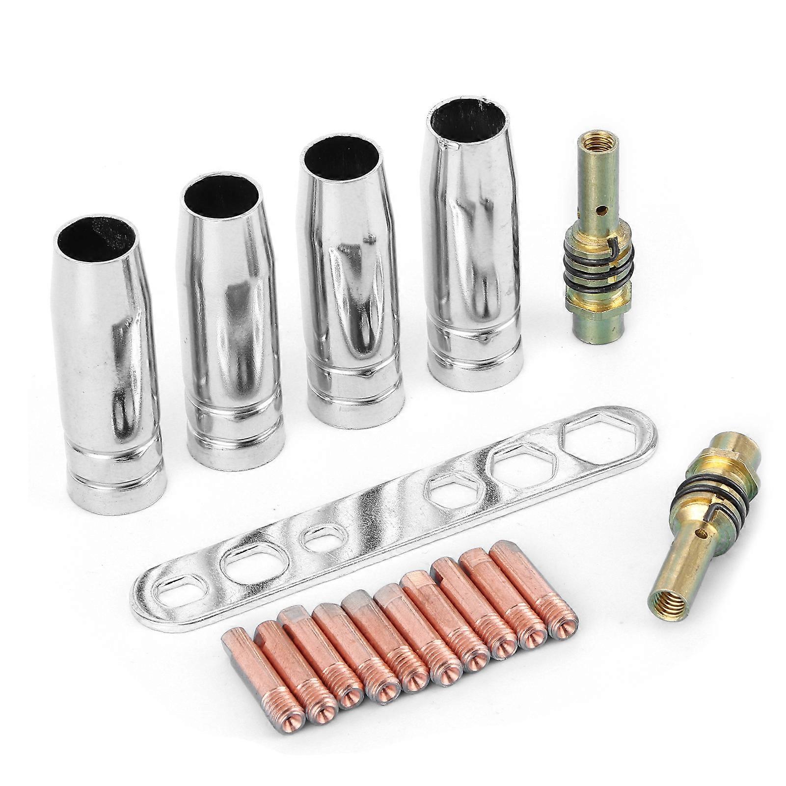 17pcs/set Welding Torch Nozzle Kit 0.8mm Contact Tips MIG MAG Nozzle Holder Fit for Binzel 15AK