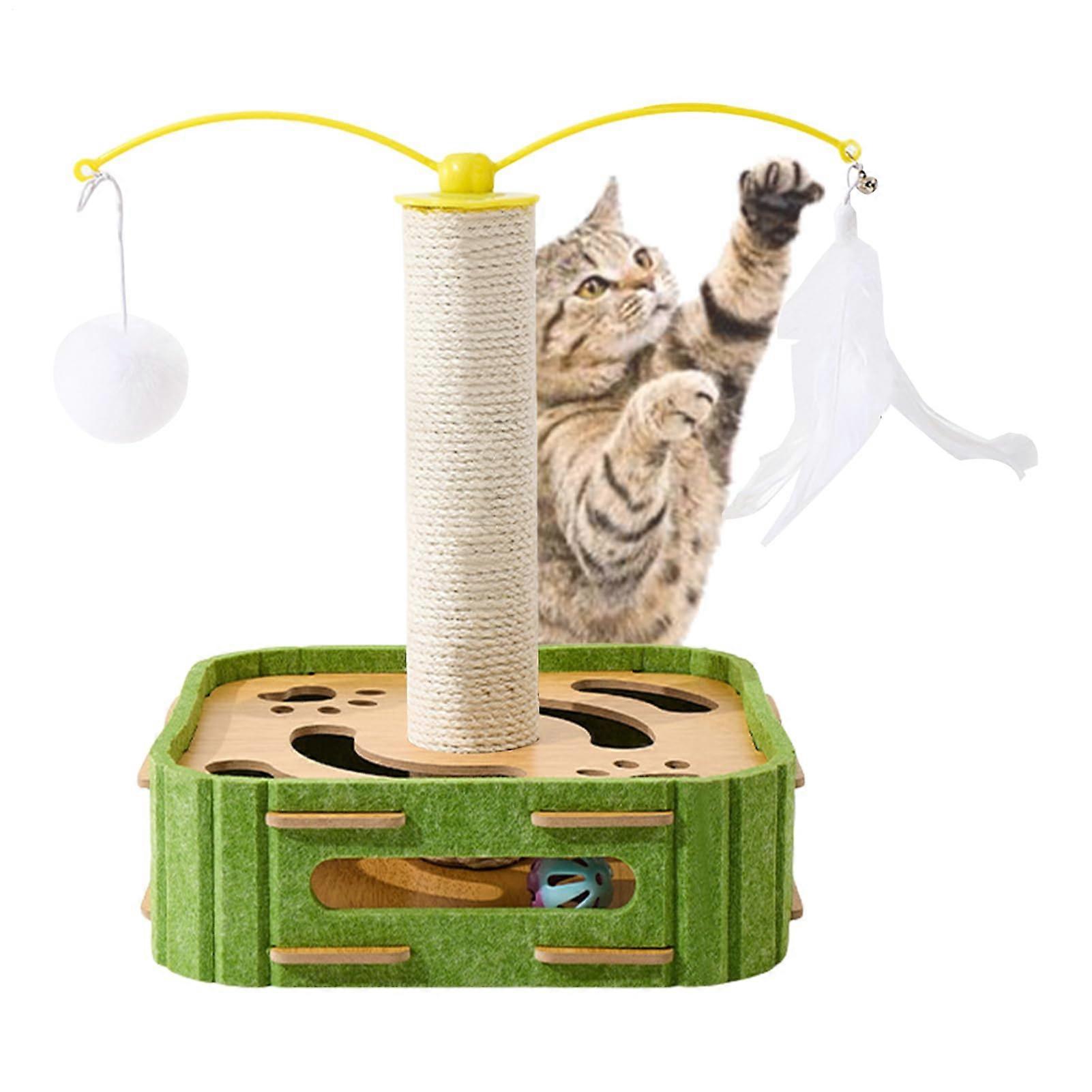 Scratching Post For Cats, Exercise Game With Ball Track, Sisal Scratch Post With Toys, Corner SpaceSaving Home Use