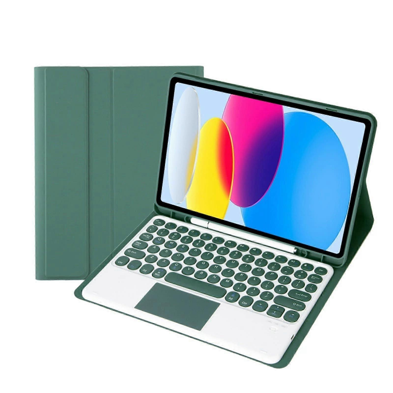 Keyboard Case with Trackpad, Soft TPU Cover, Pencil Holder, Dark Green for Galaxy Tab S7 Plus/S7 FE