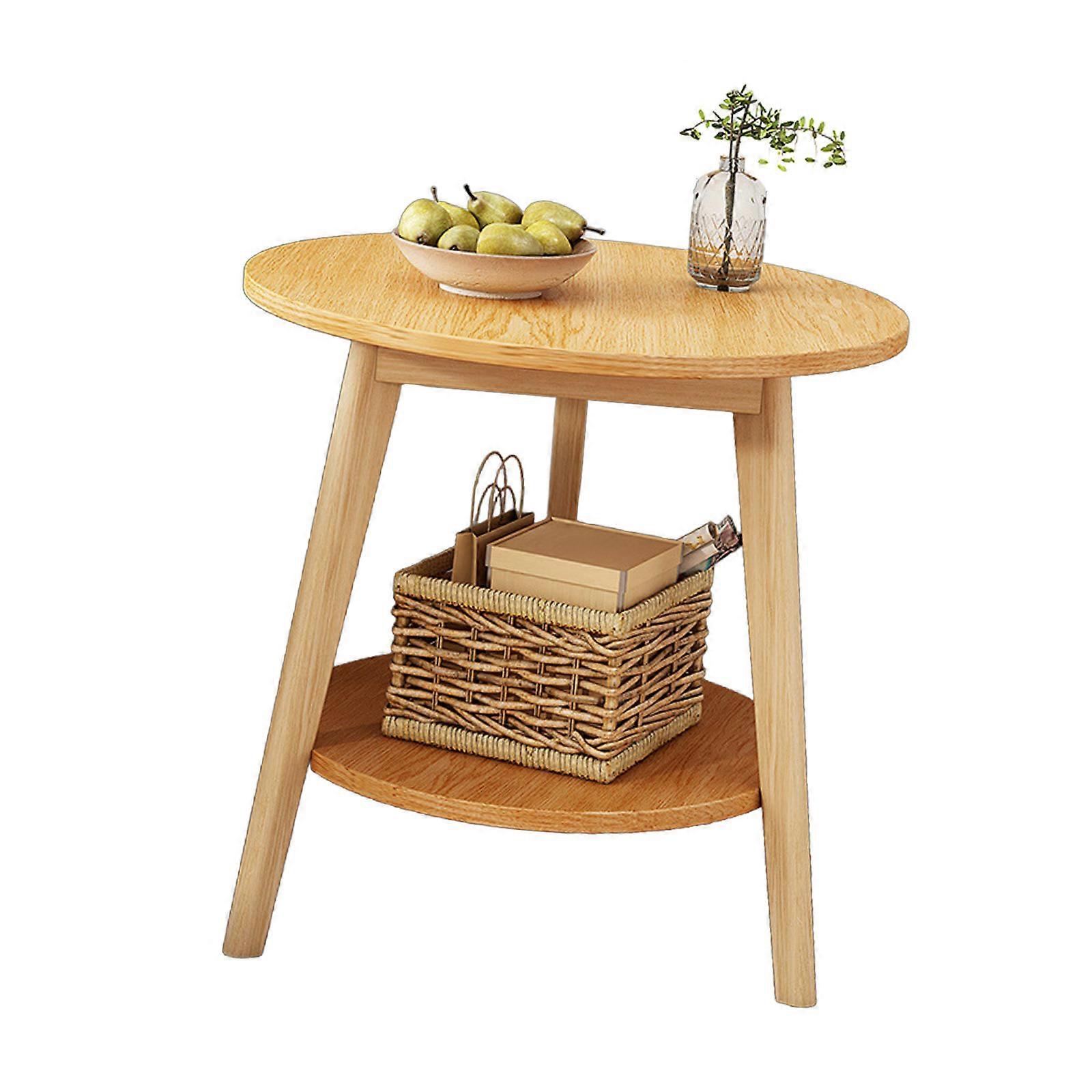 Mesa de Cabeceira Redonda Versátil com Prateleira Inferior pequena Mesa de Cabeceira Hick com Prateleira Aberta Instalação Simples para Espaços Pequenos Cor de madeira