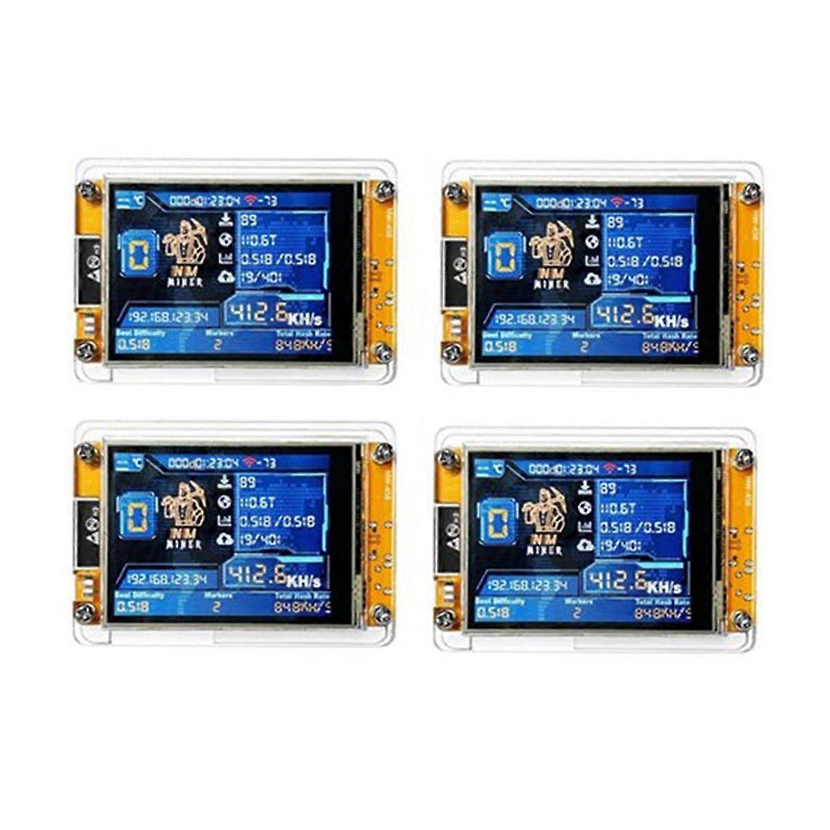 4Pcs Bitcoin V2 NMMiner Hashrate 411KH/S ESP32 2.8 Inch Display Crypto Solo Lottery ESP32-2432S028R 