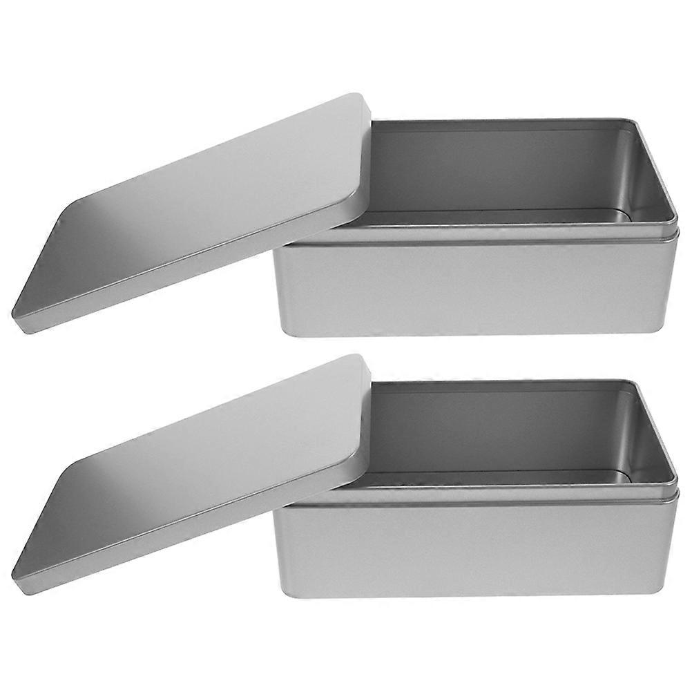 2pcs Tin Boxes Rectangular Tinplate Tea Leaves Storage Boxes Party Favors Boxes