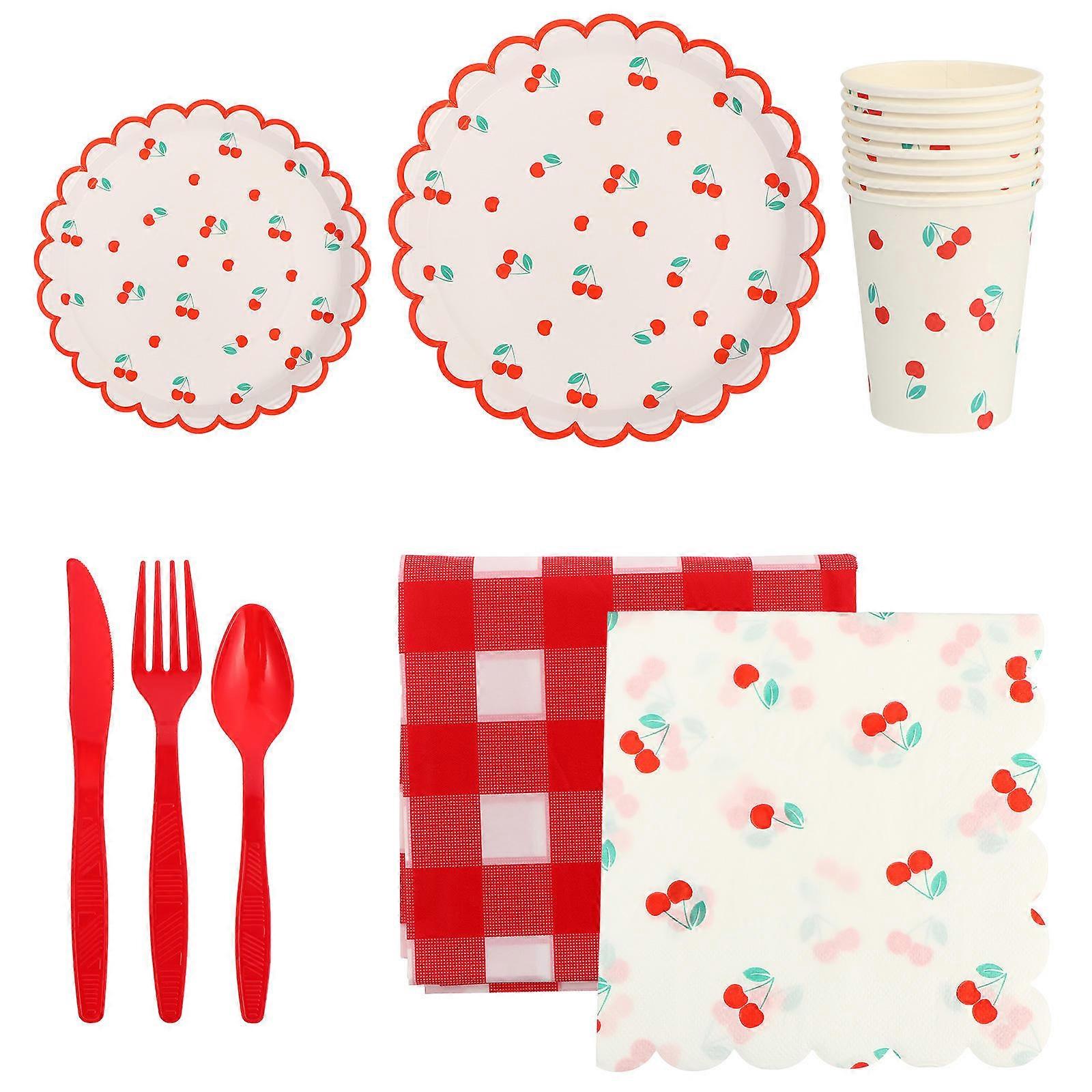 1 Set Party Disposable Dinnerware Fruit Design Tableware Paper Tableware