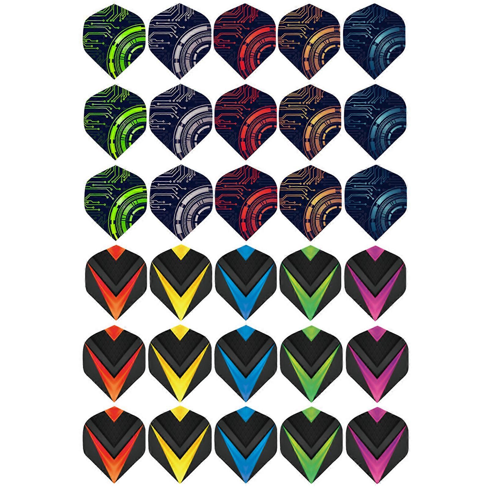 30Pcs Plastic Dart Wing Dart Flight 3.6x4.4cm Easy to Carry for Professional Dartboard Game Replacement Wing Multicolor