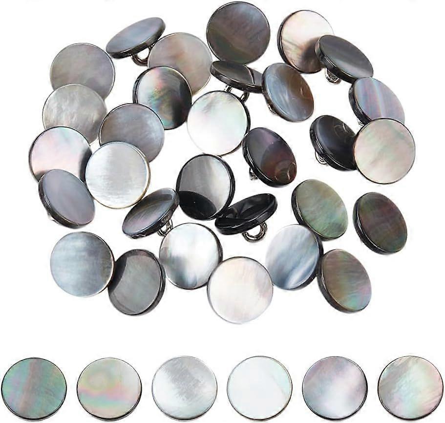 30Pcs Shell Shank Buttons 11mm Black Shank Button Mother of Pearl Buttons with Shank Natural Pearl MOP Buttons Shirt Shell Buttons for Costumes Sewing