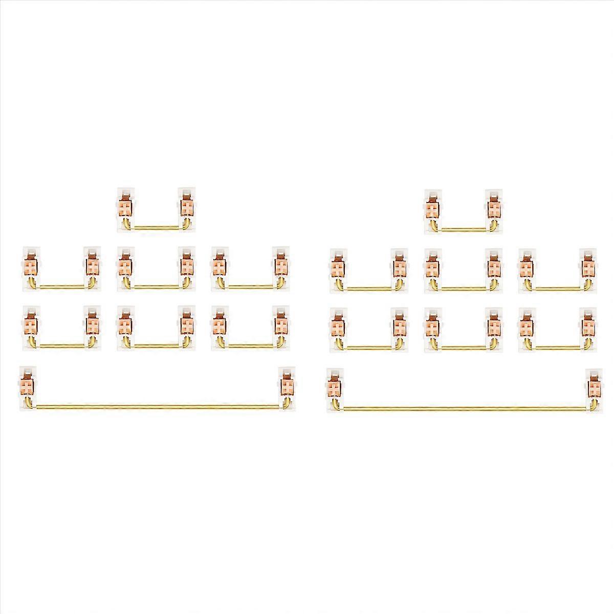 Gold Plated Plate Mounted Stabilizer for Custom Mechanical Keyboard 2U 6.25U (2+14, White Pink)