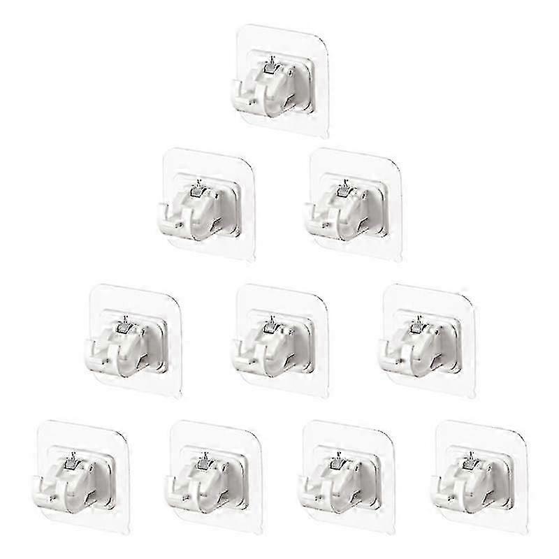 10Pcs Hooks for Curtain Rod Without Nails Curtain Rod Brackets No Drilling Self Adhesive Fixed Clip Curtain Bracket JN