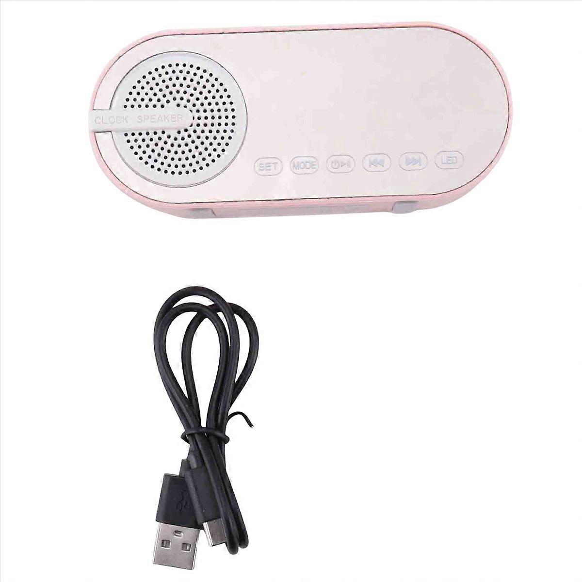 Portable Bluetooth Speaker with Digital Clock with Night Light, Pink